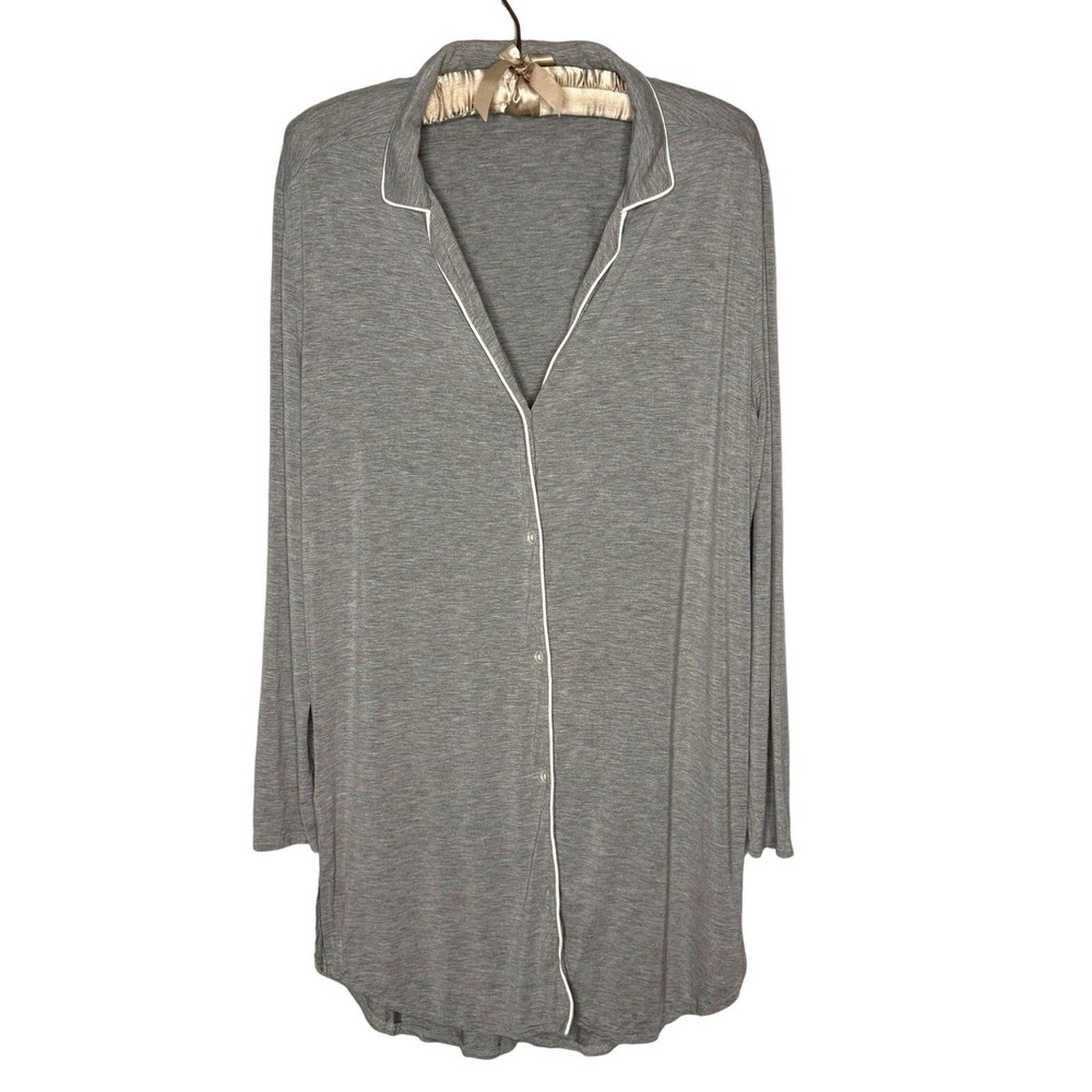 Recliner‎ Sleepshirt Nightgown Dress S Long Sleeve Button Down Pajamas